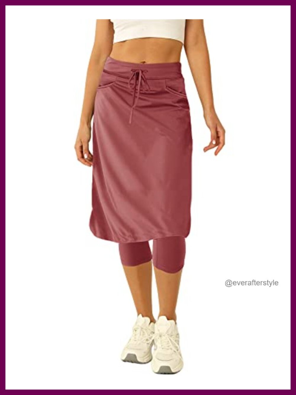 Women's 20" Knee Length Tennis Skirt with Built-in Legging and Pockets